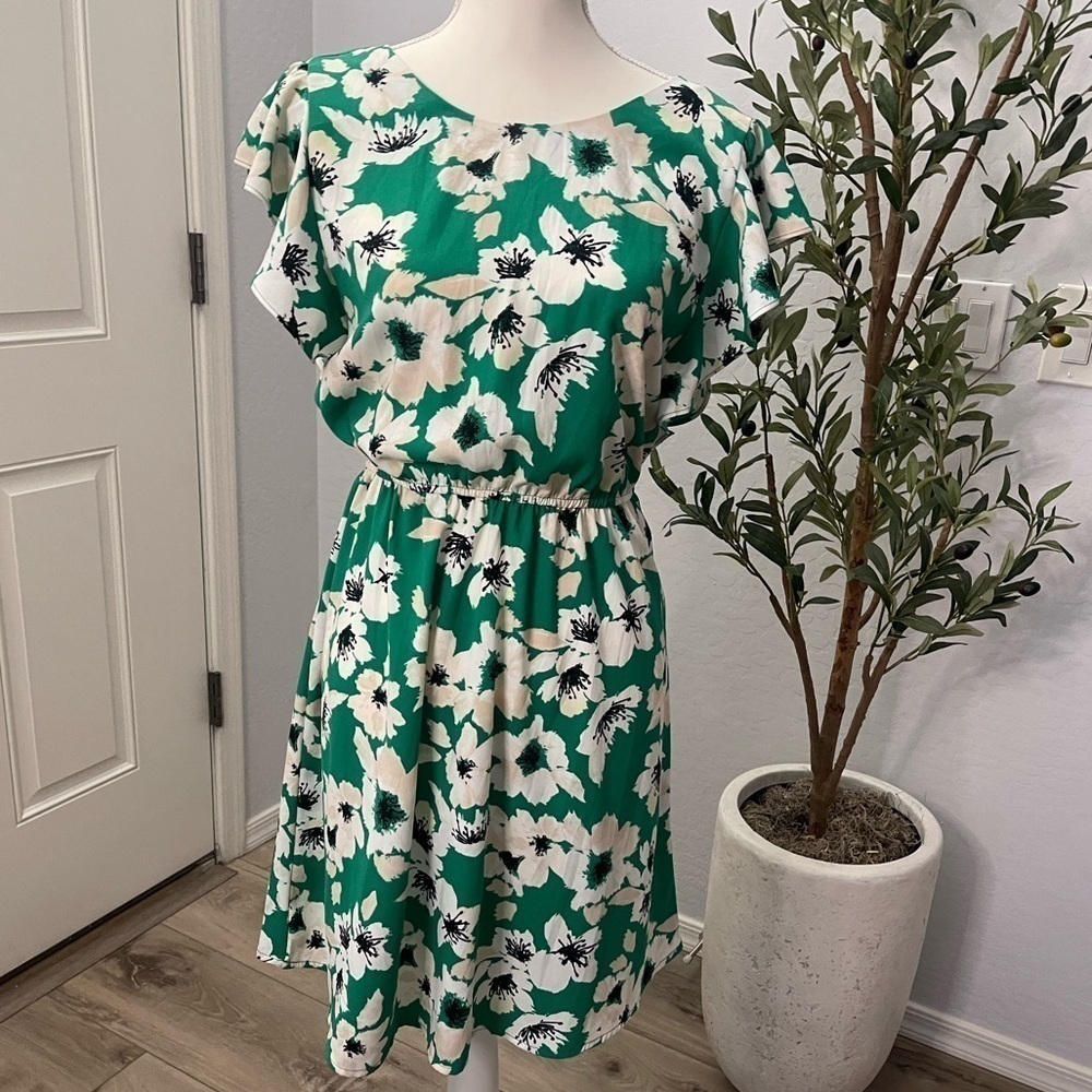 Green Floral Mini Dress